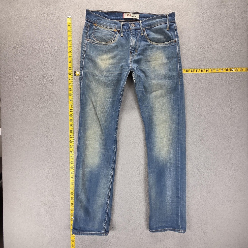 Vintage‎ Levis 504 Jeans Mens 31x32 Blue Straight Engineered Zip Fly Faded